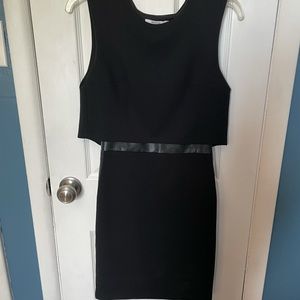 Bailey44 Black Cocktail Dress with Leather Detail and Mesh Back, XS
